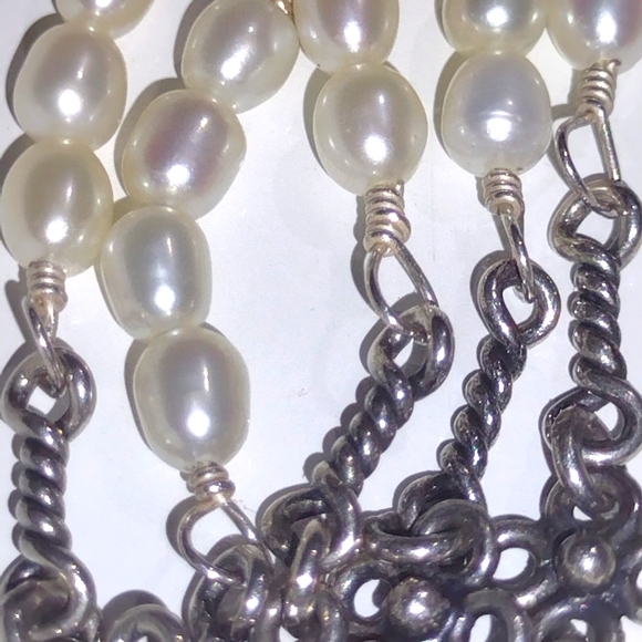 Bridal Art Nouveau Pearl  .925 Sterling Silver Cho - Picture 8 of 10